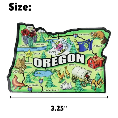 Imán acrílico mapa estado Oregon 3.25 x 2.25 pulgadas miniatura 5