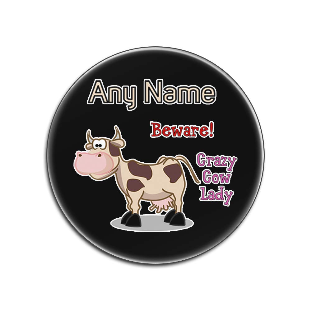 UNIGIFT - Sottobicchiere Lucido con Scritta in Lingua Inglese Crazy Cow Lady, con Scritta in Lingua Inglese Animal Slogan White, Nero, Rotondo