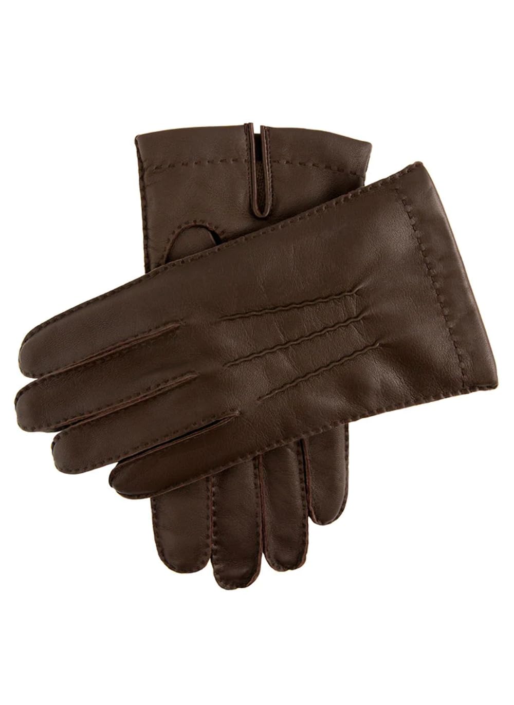 Dents Men's Brown Touchscreen Handsewn Three-Point Cashmere-Lined Leather Gloves - / M