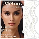 24 Sheets Glitter Freckle Tattoos, Gold Glitter Face Speckles Makeup Temporary Tattoos, Glitter Face Freckle Patches Makeup Accessories for Women and Girls