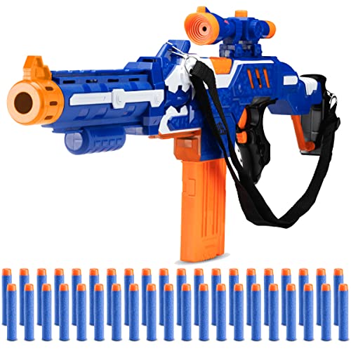 Electric Toy Foam Blasters For Kids - Automatic Soft Dart Launcher With Scope And Shoulder Strap - Battery-Powered Plastic Combat Toy For Boys And Girls - Includes 40 Soft Darts #TOP13