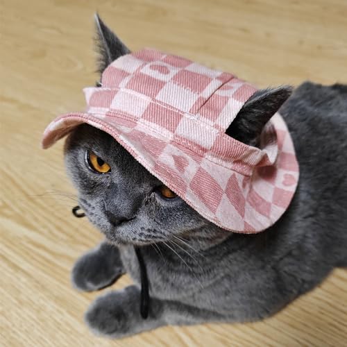 Pet Show Dog Bucket Hats Pet Hat With Ear Holes Girls Boys Classic Round Brim Outdoor Sun Hat For Small Medium Doggies Adjustable Strap Visors Puppy Cats Kitten thumb #6