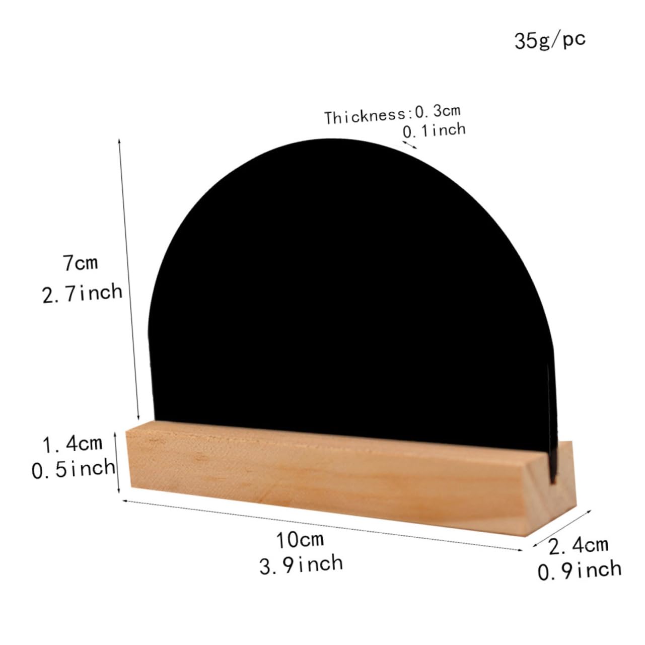 SHOWERORO 4pcs Wooden Blackboard Bases Double-Sided Mini Writing Boards Semicircle Shape Easy to Write Erase Home Decor Present
