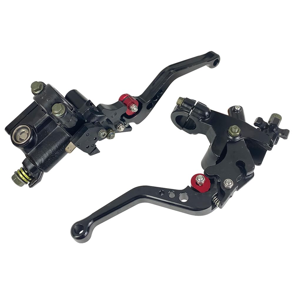 Upgrade 7/8" 22mm Universale Pompa Cilindro Maestro Freno Leva frizione Sinistra Destra Set Compatibile con Polaris Yama-ha Suzuki Honda Kawa-saki Moto (Nero)