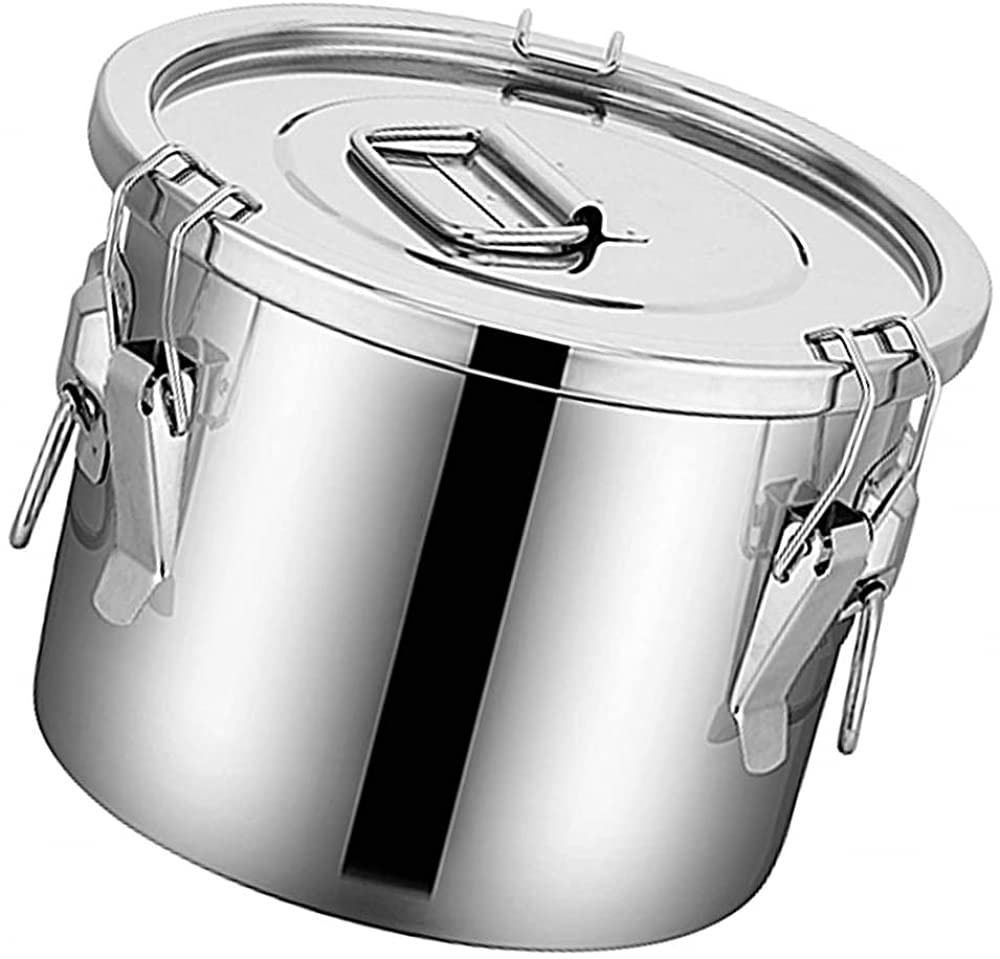 Recipiente Hermético De Acero Inoxidable Para Cereales, Recipiente Para Almacenamiento De Granos De Cocina,Balde De Arroz Para El Hogar,Tanque De Almacenamiento De Harina,Tanque De Granos Varios-6L
