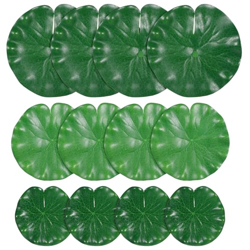BOHUIZ 12Pcs Lily Pads for Ponds, Artificial Floating Foam Lotus