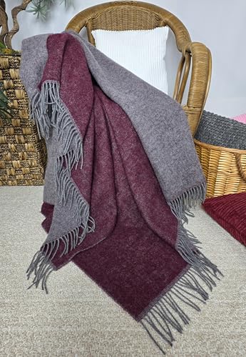STTS International Schurwoll-Wohndecke Tirol 140x200cm in Grau-Rot – Bild 3