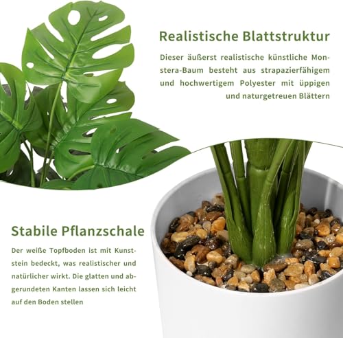 71CM Künstliche Pflanze Große, Tropische Palme Gefälschte Monstera Baum im Topf Kunstpflanzen Faux Pflanze für Outdoor Indoor Haus Garten Büro Dekoration – Bild 5