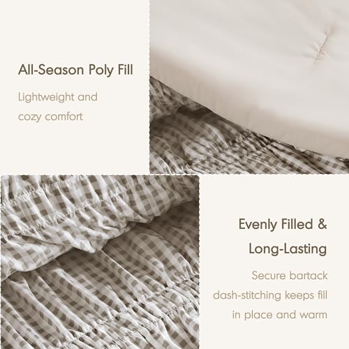 Image of Intelligent Design Ruched Shabby Chic Brown King Comforter Set, 3pc | Girls Bedding Set, French Country, All Season Down Alternative, Cozy, Machine Washable, Lightweight, Breathable