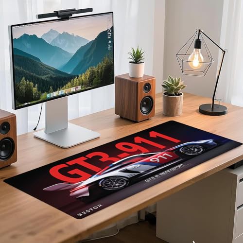 Image of BESTOR Extended Mouse Pad 23x11 Inch, GT3 R-911 RENNSPORT Racing Car Design Desk Mat, Anti-Slip Rubber Base, Smooth Surface for Gaming, Office & Keyboard