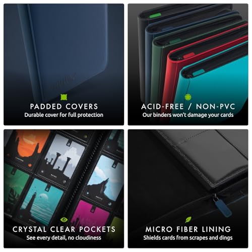 Image of Vault X 12 Pocket Zip Binder, 480 Cards, Exo-Tec Material, 20 Side-Loading Pages (Blue)