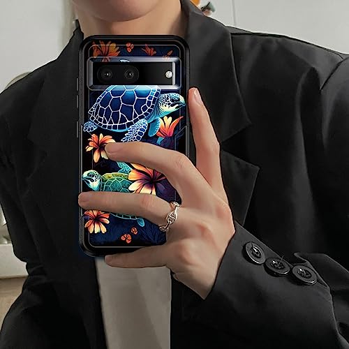 JHYYTUJTYP for Pixel 7A Case,[Military Grade Drop Tested] Heavy-Duty Tough Rugged Shockproof Protective Case for Google Pixel 7A 6.1",Sea Turtle with Flowers - image 4