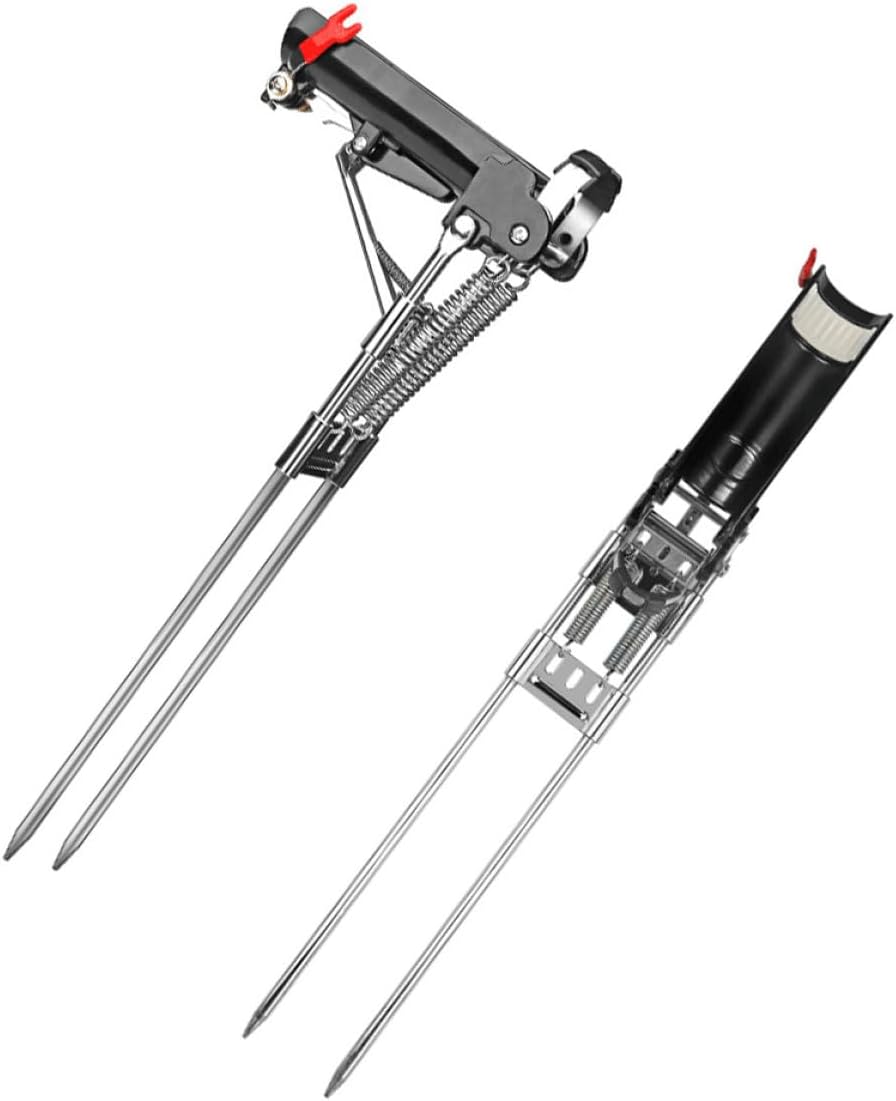 Spring Auto Fishing Rod Bracket with Ground Insert, Automatic Lifting Fish Pole Rack, Sturdy Outdoor Rod Holder for Bank and Shore Fishing