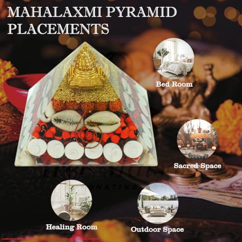 Image of Maha Laxmi Crystal Pyramid | 3.5 Inch | Vastu Correction Pyramid | Positive Energy, Wealth | Meditation & Good Luck | Home & Office Decor for Prosperity