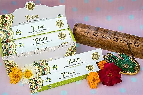 Image of Himalaya Premium Incense Sticks for Everyday Use | Aroma Fragrance Sticks| Pooja Room Items for Home & Prayers | Freshness Positive Energy (Tulsi) (Pack of 12, Each of 15 GM)