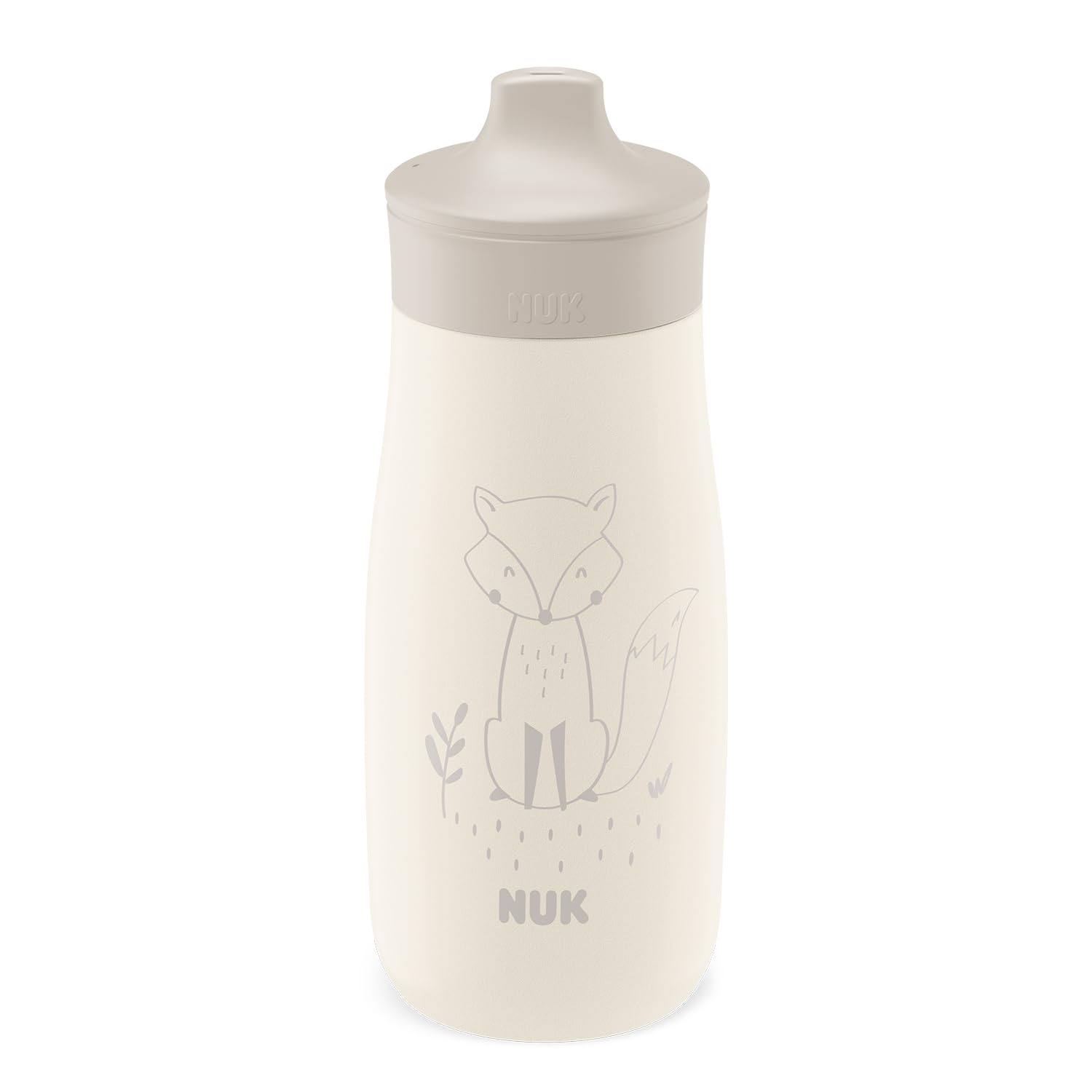 NUK Mini-Me Sip Tazza per bambini | 9+ mesi | 300 ml | Borraccia in acciaio inox per bambini | Beccuccio temperato antigoccia | Infrangibile | Beige Fox