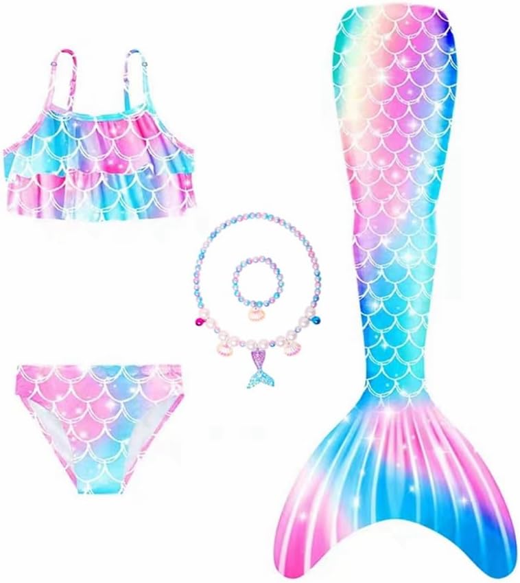 COOLBABYGirls Three-piece Children's Mermaid Swimsuit Mermaid Tail Swimsuit Mermaid Swimwear