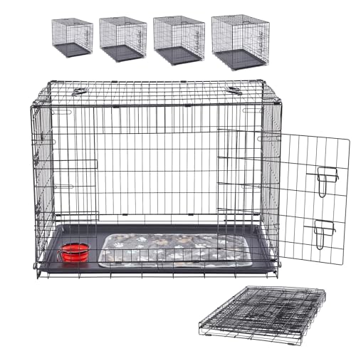 Zooprinz Hundebox Faltbar Eisen - 92,5x57,5x64cm Mit Bodenschale 2 Türen