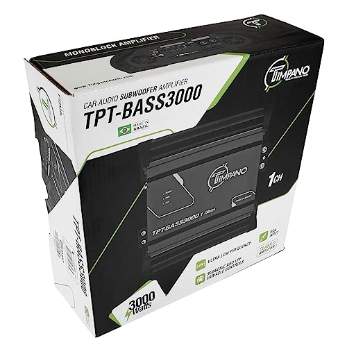 Image of Timpano Mono 3000 Watts Subwoofer Car Audio Amplifier TPT-BASS3000 1 Ohm - 12 Volts 3K Monoblock Class D Car Amp, Built-in Crossover & Bass Boost with Smart Fans