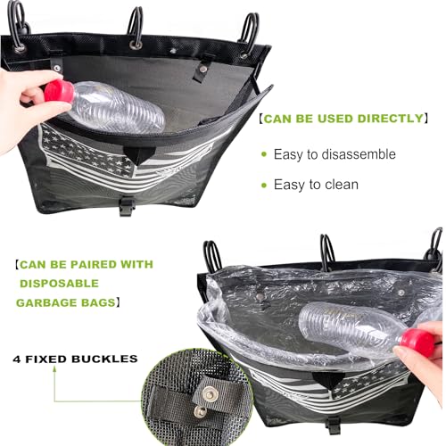 Image of Universal ATV UTV Trash Sack Storage Bag Trash Sack Mesh Large Trash Bag Boat Trash Bag Portable Boat Trash Can Sandbar RV or Camping(American Flag)