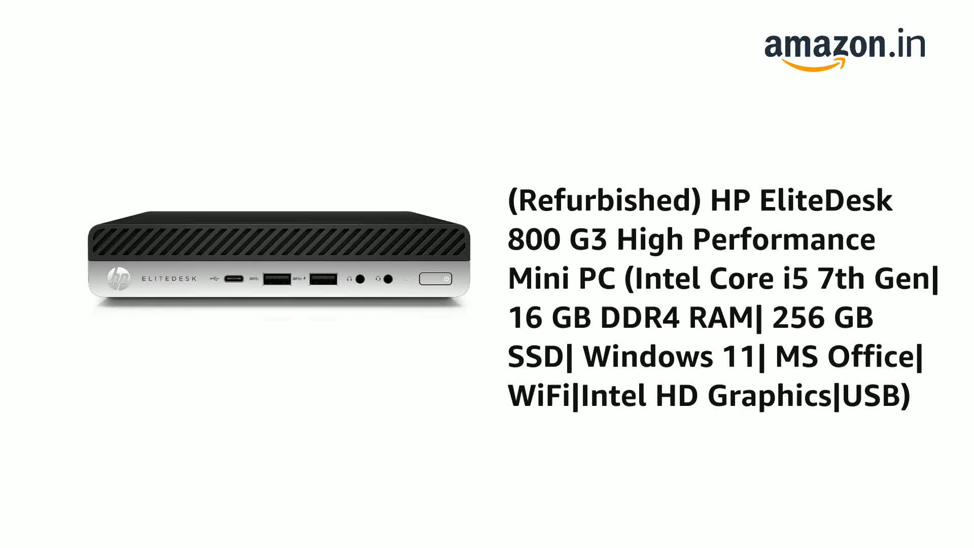 Refurbished) HP EliteDesk 800 G3 High Performance Mini PC (Intel 