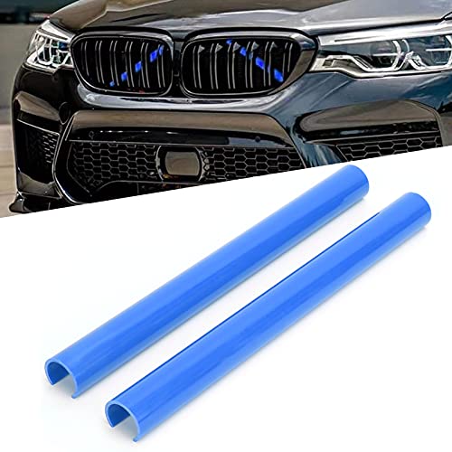 Aramox 2 szt. Grille Stripe, Przedni Grill Stripe Grille Insert Tapicerka Dekoracja Akcesoria Samochodowe Kompatybilny z serią 1 2 3 4 5 6 7 F20 F22 F30 G30 G11 (Niebieski)