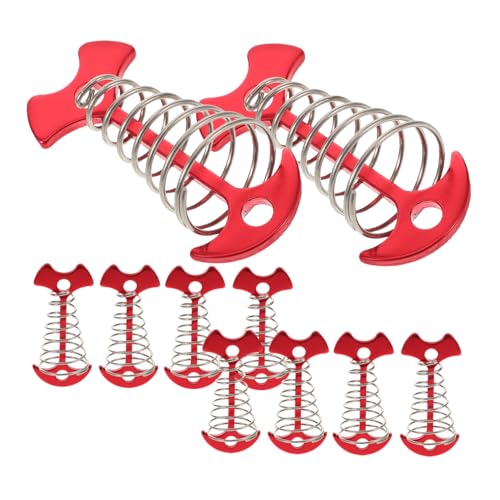 BESPORTBLE 10pcs Portable Windproof Fish Bone Tent Stakes with Spring Buckle Durable Deck Anchors for Outdoor Camping Versatile Use with Rope for Secure Anchoring Various Surfaces