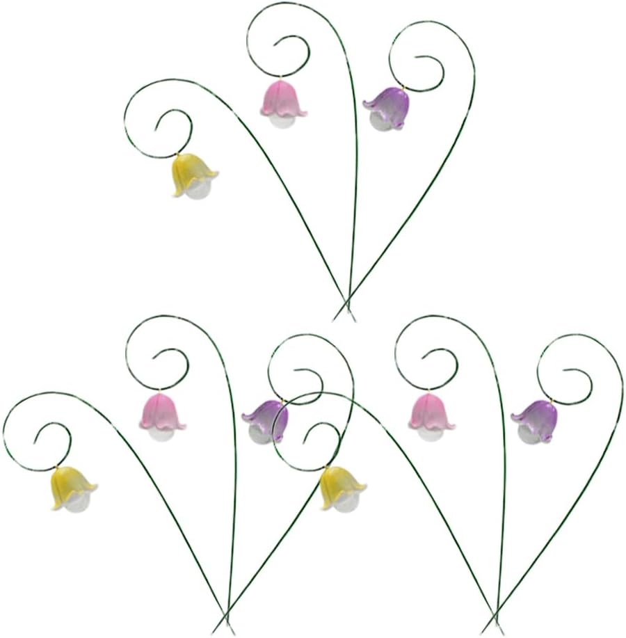 Sosoport 9pcs Flower Garden Stakes Fake Lily of The Valley Plant Stakes Artificial Lily Flowers Metal Lily of Valley Yard Stakes Decorations