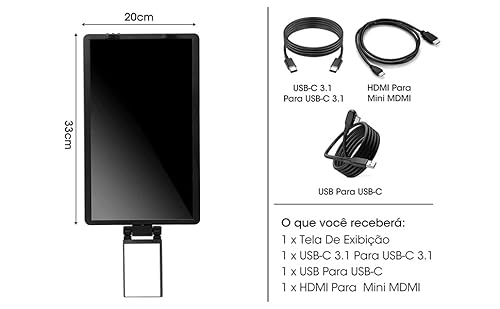 11.6” Extensor De Tela De Laptop, Fhd Ips Monitor De Computador Portátil De 11.6, Polegadas, Plug An
