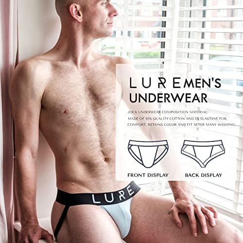 LURE Men's Jocks Underwear - Breathable Cotton Waistband, Gents Hip Comfortable Underpants with Soft Stretch Elastic, Athletic Supporter Undergarment and Jockstrap for Men (M, Icy Blue)