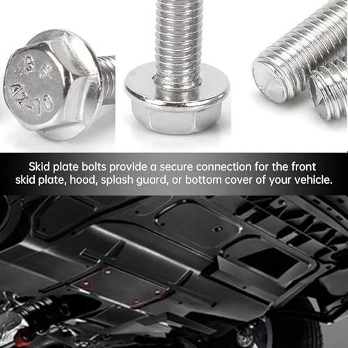 Image of 12PCS 304 Stainless Steel 12mm Car Top Front Skid Plate Bolts Compatible with Toyota 4Runner Tundra Sequoia Tacoma FJ Cruiser Land Cruiser - Top Skid Bolts