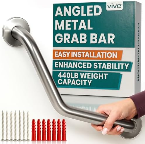 Vive Angled Shower Grab Bar (Supports 440lbs) - ADA Compliant Tub