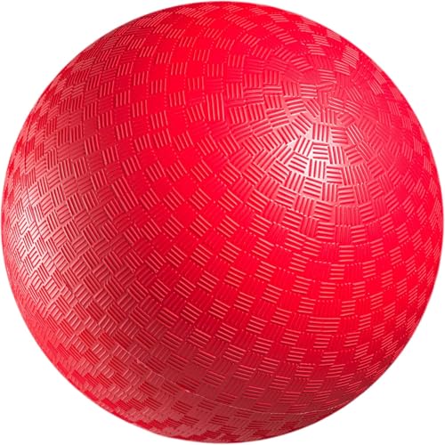 PlayBolt Playground Ball - 8.5 Inch (1-Pack) Red Rubber Bouncy Inflatable Balls w/Air Pump for Kids & Adults Indoor & Outdoor Games Kickballs Dodgeball Four Square Handball and More