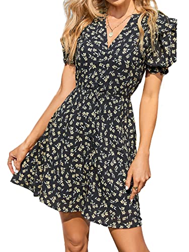 Robe pour femme à boutons style floral et décontracté taille M