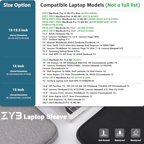 ZYB Laptop Sleeve 14 Inch, Waterproof Shockproof 14 Inch Laptop Case for 14" Notebook Lenovo Thinkpad IdeaPad - Image 2
