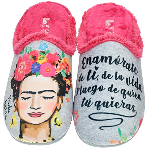 VULCA-BICHA 1371 Chinelas Frida Kahlo Mujer Zapatillas CASA Fuxia 37