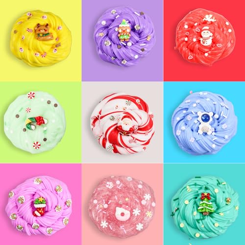 Schleim Adventskalender 2025 für Kinder, lustiger Kristallschleim Weihnachtskalender für Jungen und Mädchen, 24 Tage Countdown Adventskalender mit 12 Schleimen und 12 Coolen Accessoires