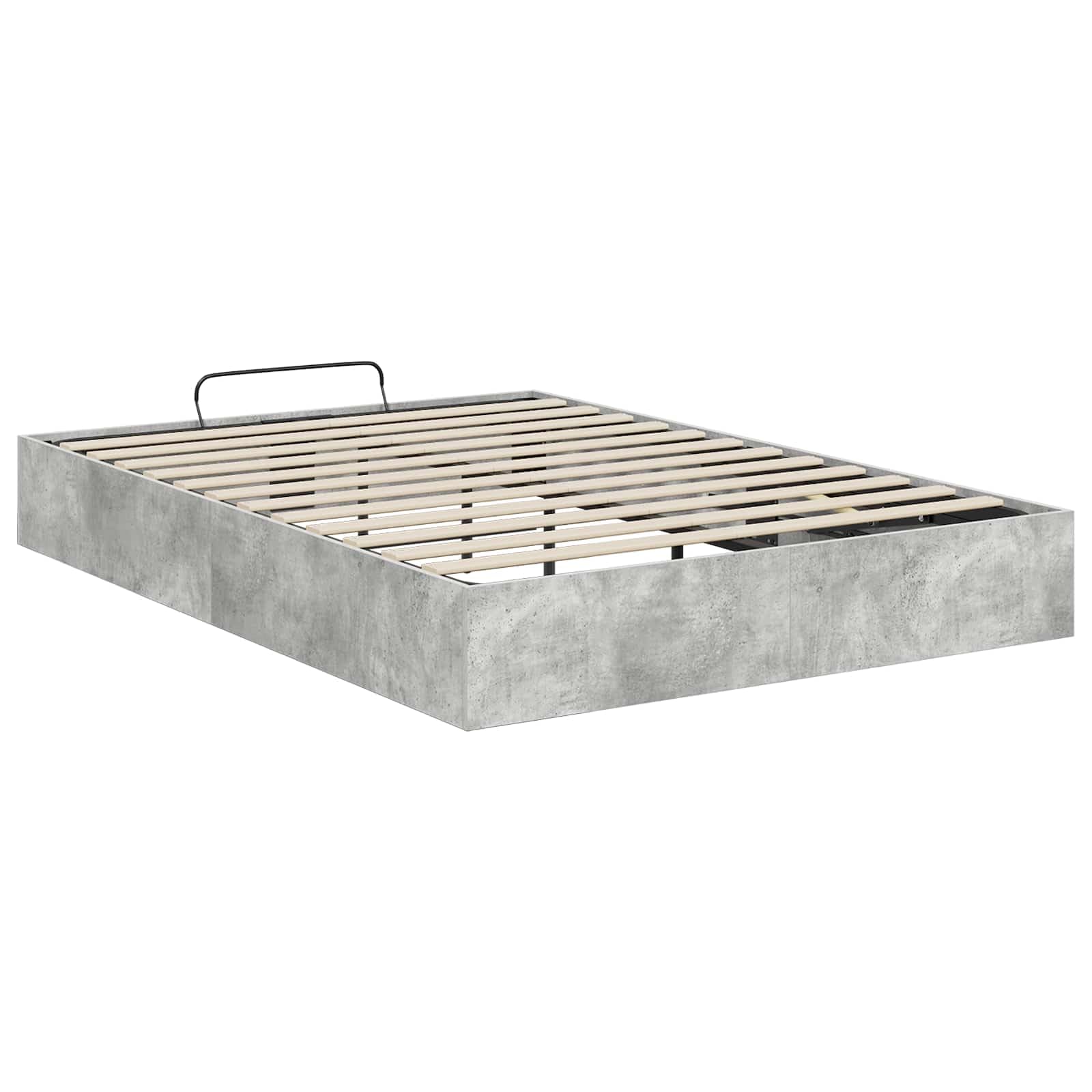 Ottoman, struttura per letto in cemento grigio, 203 x 140 x 25 cm, materiale in legno con meccanismo di sollevamento a gas, telaio per materassi Queen per spazio spazioso, base moderna per