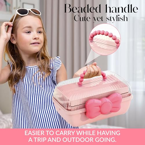 Image of Pink Tool Box, Plastic Storage Box,Folding3LAYERS,Bead Organizers and Storage /Art & Crafts /Sewing Supplies Organizer /Medicine Box /Family First Aid,with 2 Trays,Kids Tool Box, Mini Tool Box