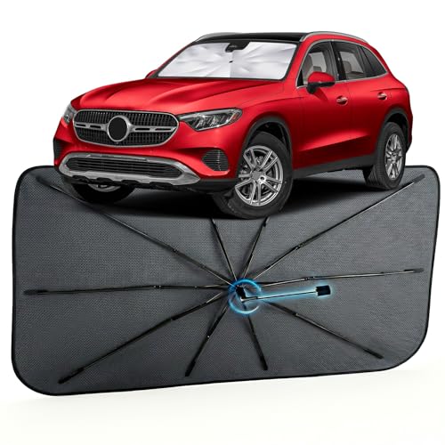 Image of Car Windshield Sun Shade for Benz GLC-Class 2016-2026 -[Reflective Coated Fabric] Sunshade Umbrella for Front Window, Car Shades Sun Visor Keep Car Cool and Protects Interior, 1:1 Exact Fit