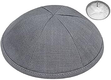 Linen Kippah 7" Diameter - Gray