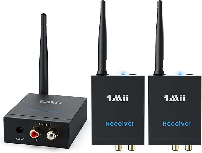 1Mii 3in1 2.4GHz Wireless Audio Transmitter and Receiver for TV, 20ms