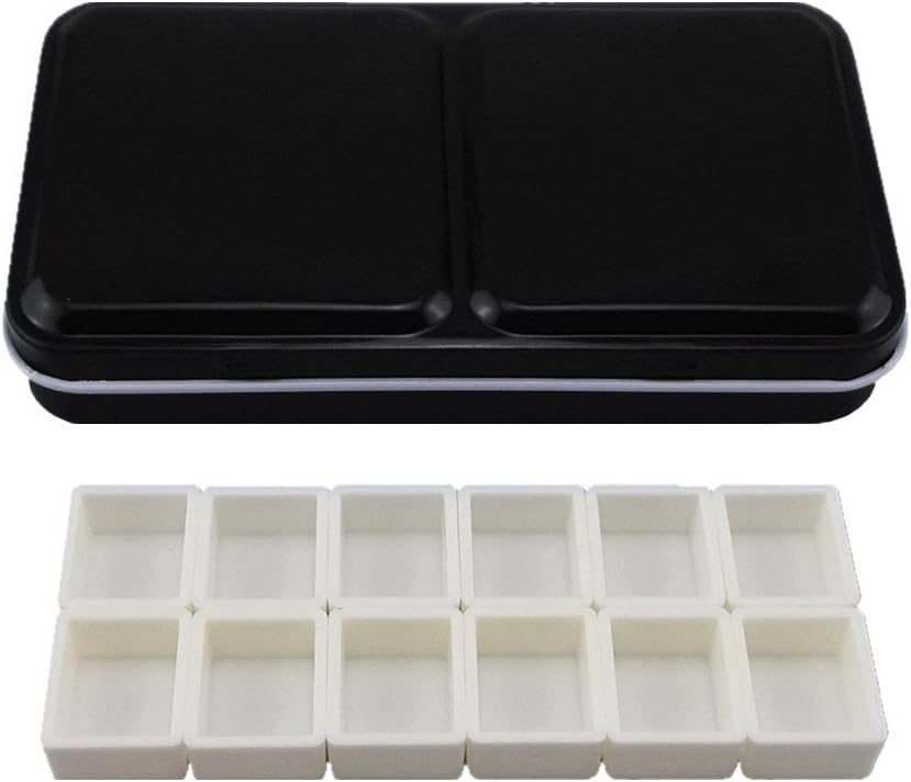 Honbay 12-Color Travel Artist Watercolor Tins Palette Paint Case with 12pcs Half Pans