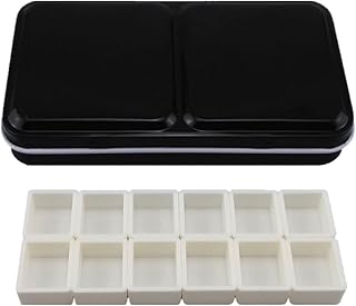 12-Color Travel Artist Watercolor Tins Palette Paint Case with 12pcs Half Pans