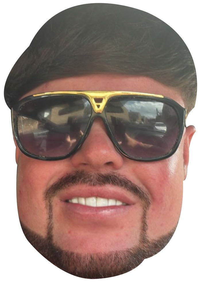 Ibiza Final Boss Fancy Dress Cardboard Celebrity Face Mask – Party Costume Accessory, Full Colour Printed with Elastic (1 x Mask)