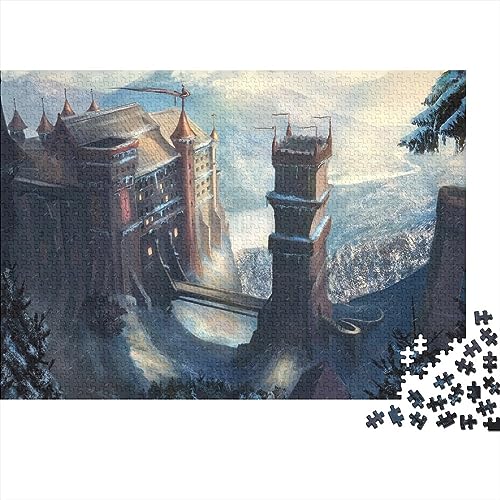 Puzzle 1000 pièces Sky City style château européen en bois 75x50 cm