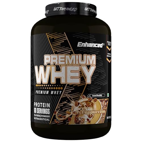 Image of Enhanced Labs Premium Whey Protein Powder, Cappuccino (2kg / 4.4lbs) | 24G Protein per scoop | Rapid Absorption Formula | Digestion Enzyme
