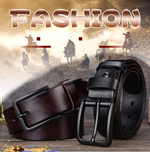 West Leathers [2 Pack] Men's Belt, Men's 38Mm Classic Jean Belt #TOP4