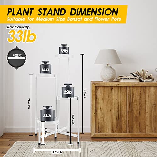 Hoegmst 4 Tier Plant Stand Indoor Outdoor, 31 Inch Tall Metal Plant Shelf Waterproof, Plant Holder With Folding Design For Home, Living Room, White #TOP1