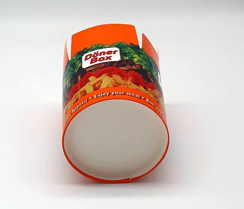 Döner Box Foodbox Nudelbox Pappe Lunchbox, 50 Stück, 750ml, 26oz, rund, faltbar